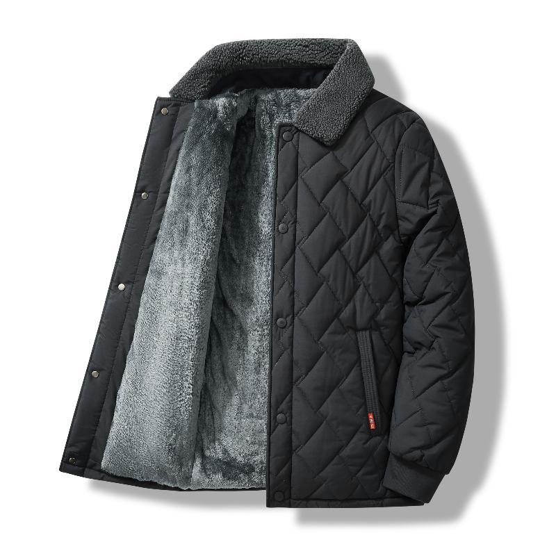 

Men s Fleece-Lined Winter Jacket: Warm Cotton-Padded Coat for Dad or Grandfather XL (110-125 Jin) чорний