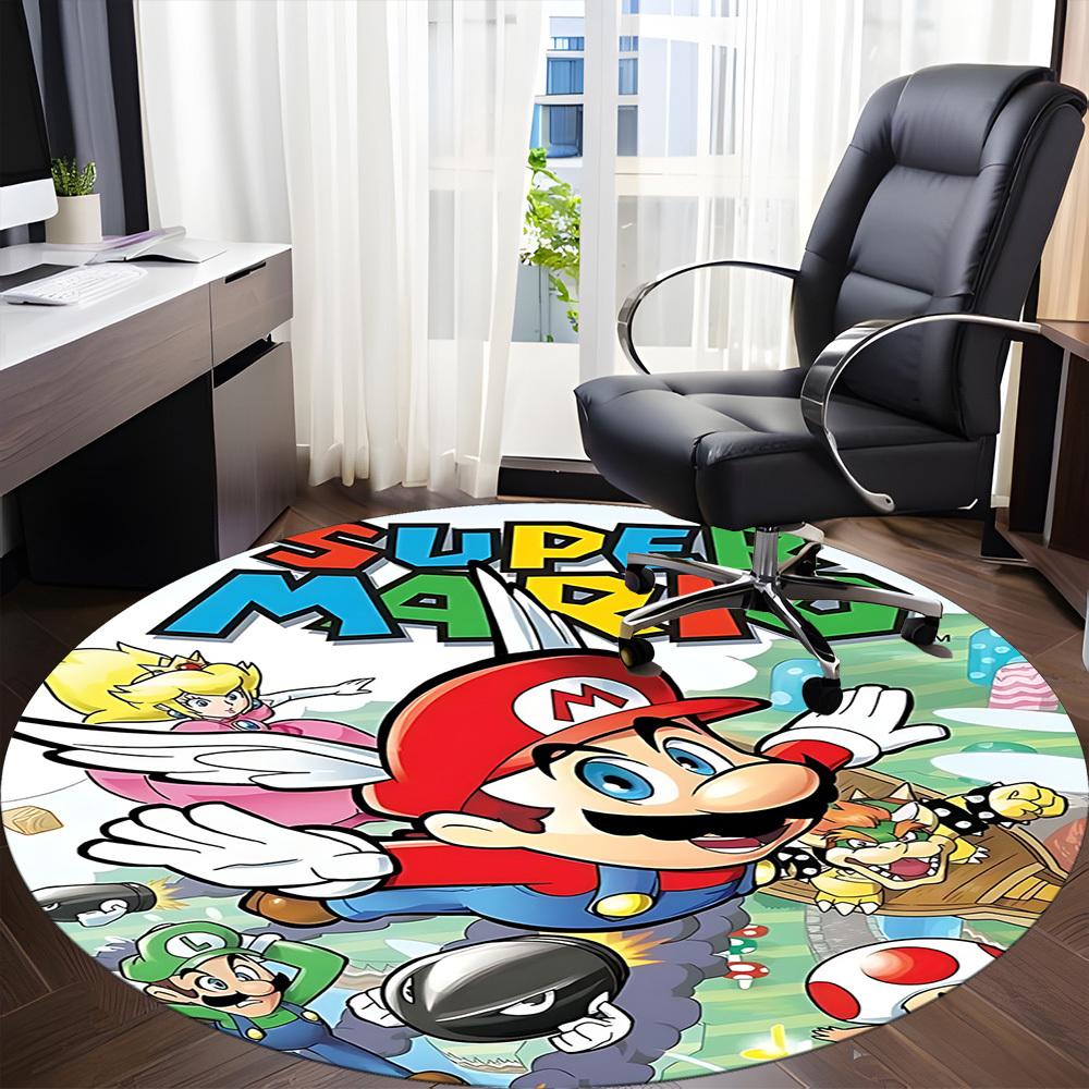 1 szt. Super Mario Bros. Okrągły dywanik biurowy, pod krzesła biurowe, do sypialni, salonu, wystroju domu a1022284