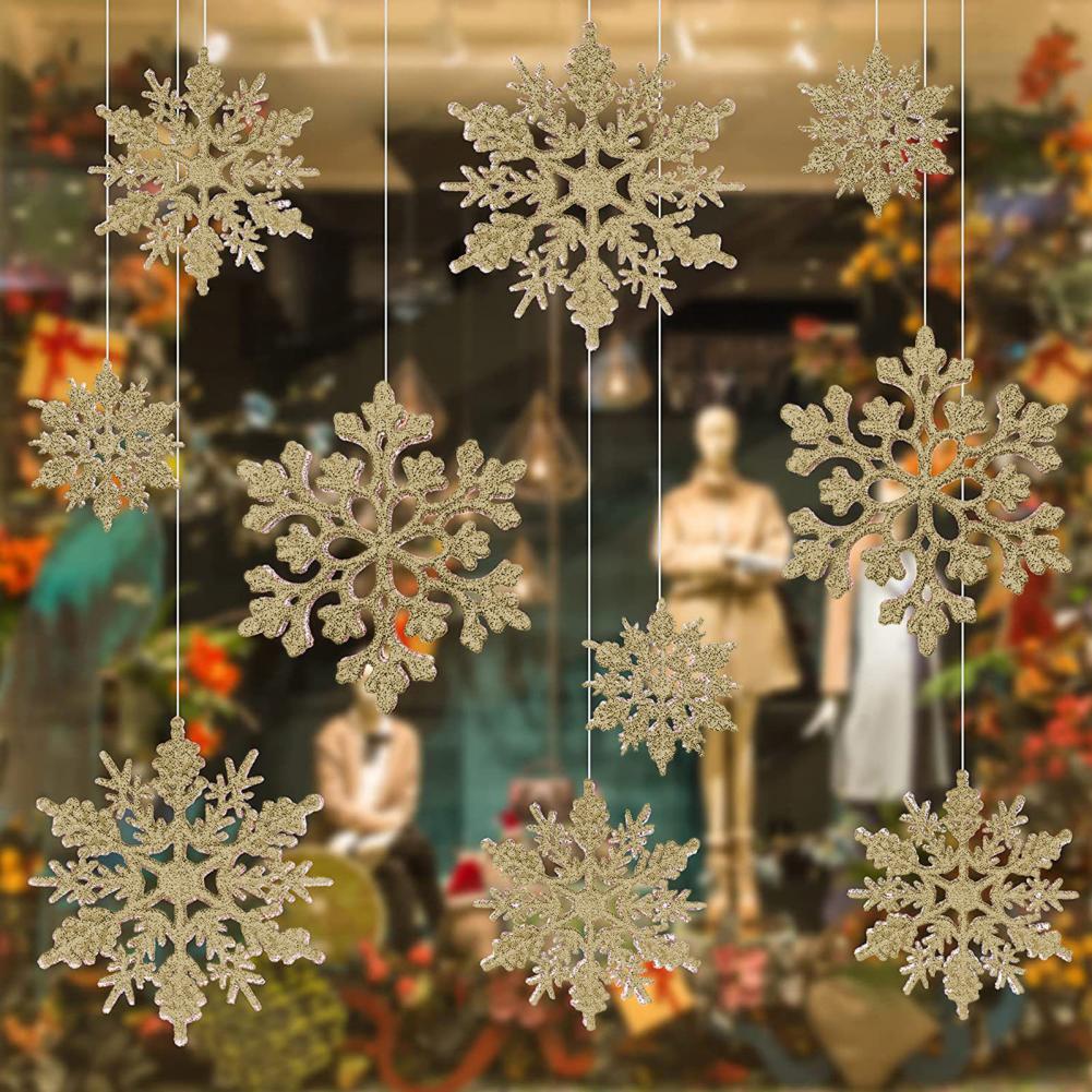Christmas Tree Snowflake Ornaments Winter Decorative Snowflakes Glittered Snowflake Ornaments for Christmas Indoor Winter