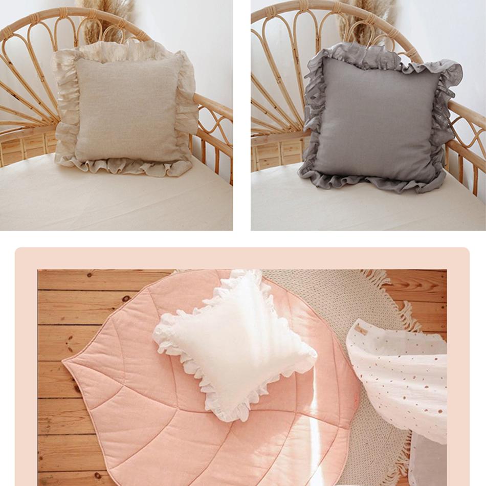 100% Pure Linen Ruffle Throw Pillowcases,Soft Comfortable Cushion Cover,Home Decor Sofa Pillows Cover,Living Room Couch