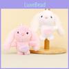Adorable Long-eared Bunny Plush Toy Keychain Soft Pp Cotton Stuffed Rabbit In Pink
