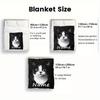 Custom Black White Cat Blanket Personalized Name Fleece Throw All Season Soft Warm Bedding Home Decor Gift for Cat Lovers