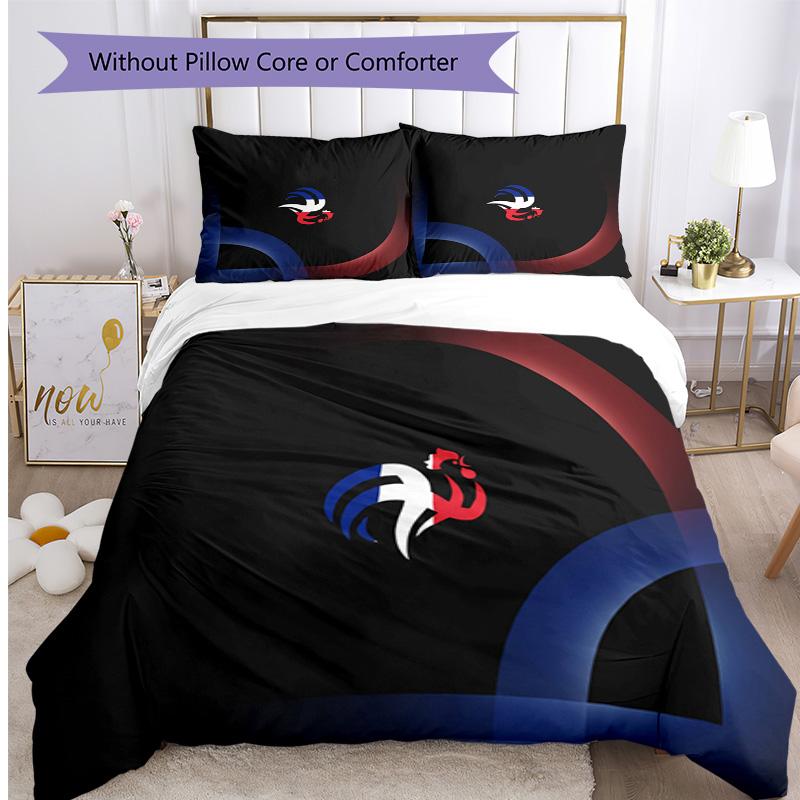 France Football Printed Bedding 3 Piece Set Cozy Breathable Bed Cover Set as Housewarming Holiday Gift