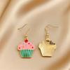 Creative Drip Oil Rhinestone Cake Earrings - Cute Sweet Alloy Pendants