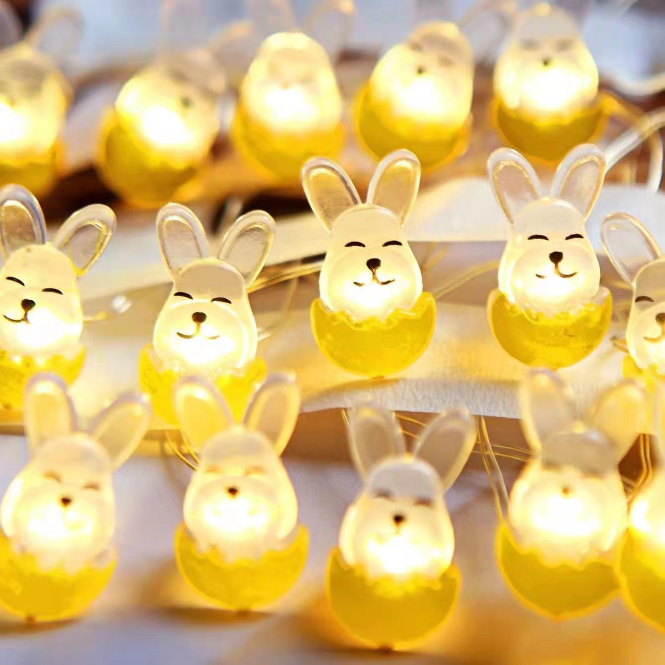 

LED Easter Bunny & Egg Copper Wire String Lights 1m 10 lights (2 AA batteries)