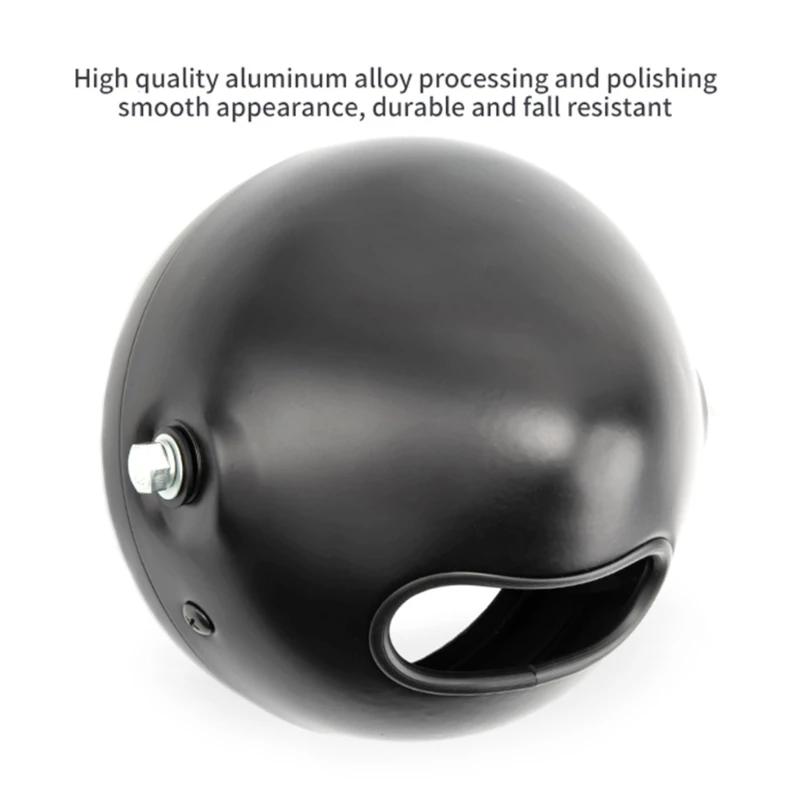 Motorcycle Matte Black Silver Headlight 5.75 Inch Retro Bucket Motorcycle Modified Headlight Base LED Headlight Decor Lighting
