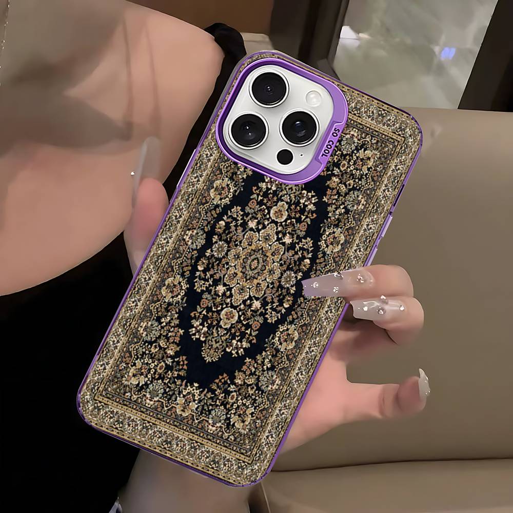Persian Carpet Floral Art Phone Case For IPhone 16 15 14 13 17 Pro Max 11 12 Colorful Shockproof Cover
