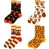 Women's Autumn Themed Socks with Thanksgiving Designs Maple Leaves Turkeys Pumpkin Prints Men's Cotton Crew Socks Gift