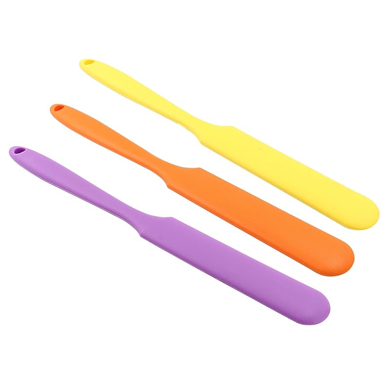 3 Pieces Silicone Waxing Spatula Non Stick Wax Spatulas Resin Popsicle Sticks Hair Removal Waxing Applicator Non-Stick Kitchen Scraper (Orange,