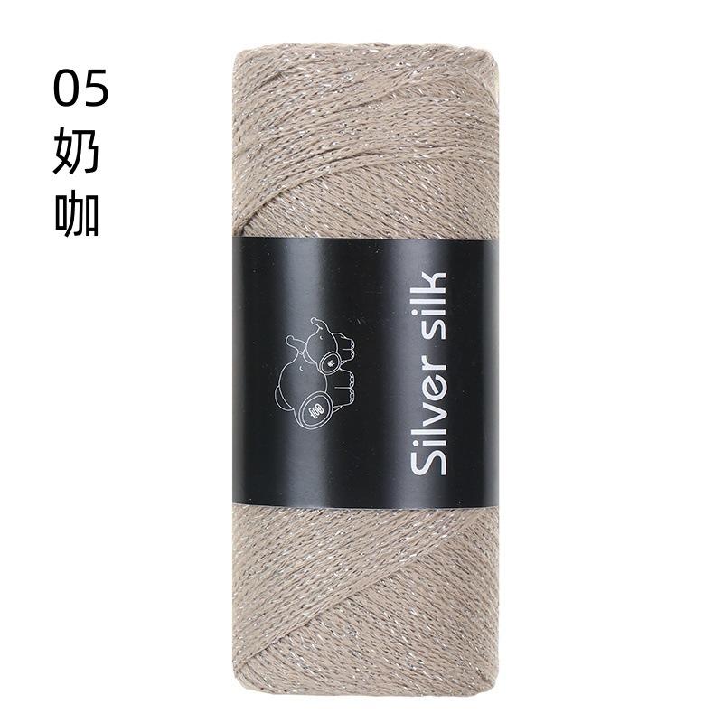 150g Sparkling Thread Silver Wire Hollow Cotton, 2mm Handmade DIY Crochet Butterfly Broken Silver Bag Hat Round Strand Yarn