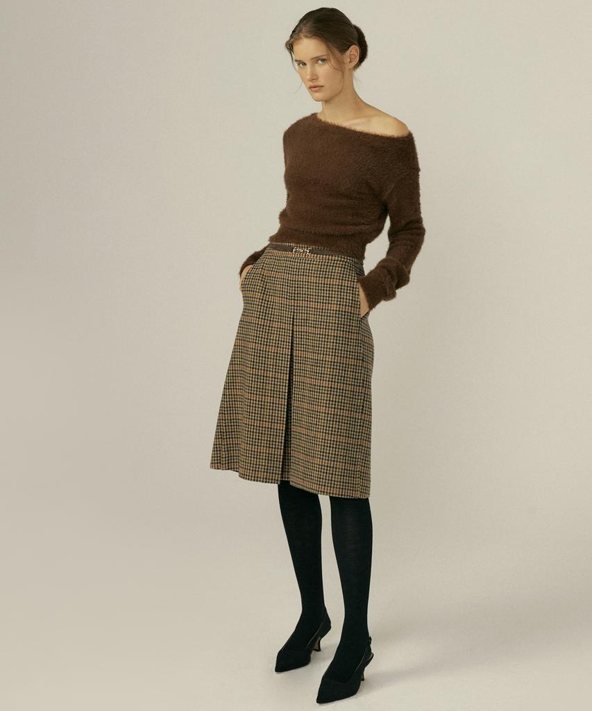 Otte French Check Wool Sk_Brown