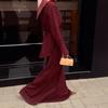 2025 Autumn Elegant Purple Long Sleeve Tie-up Dress