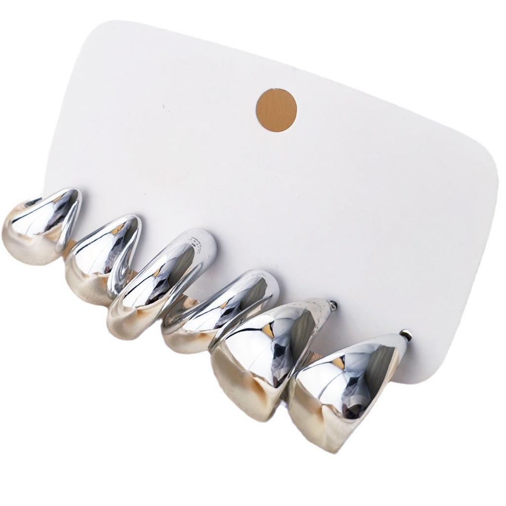 6Pcs Stylish C Type Water Drop Droplet Earrings Acrylic Ear Rings Fashion Statement Jewelry for Parties and Casual Wear