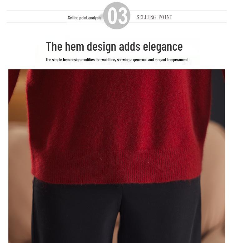 Women's Red Chinese-Style Thick Wool Sweater for Autumn/Winter