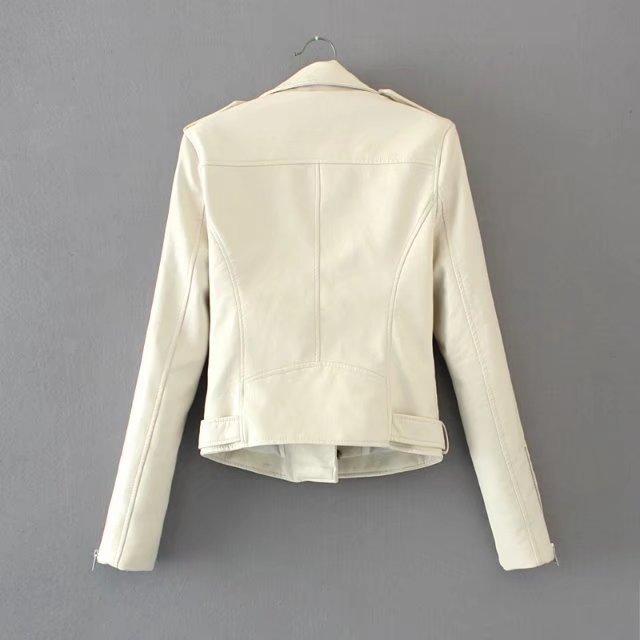 Y2k damski płaszcz jesień nowy cukierkowy kolor przystojny pasek motocyklowy motocyklowe skórzane kurtki