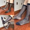 Men's Ultrathin Dress Middle Calf Socks with Irregular Dot Pattern Business Sheer Nylon Stockings for Formal Occasion