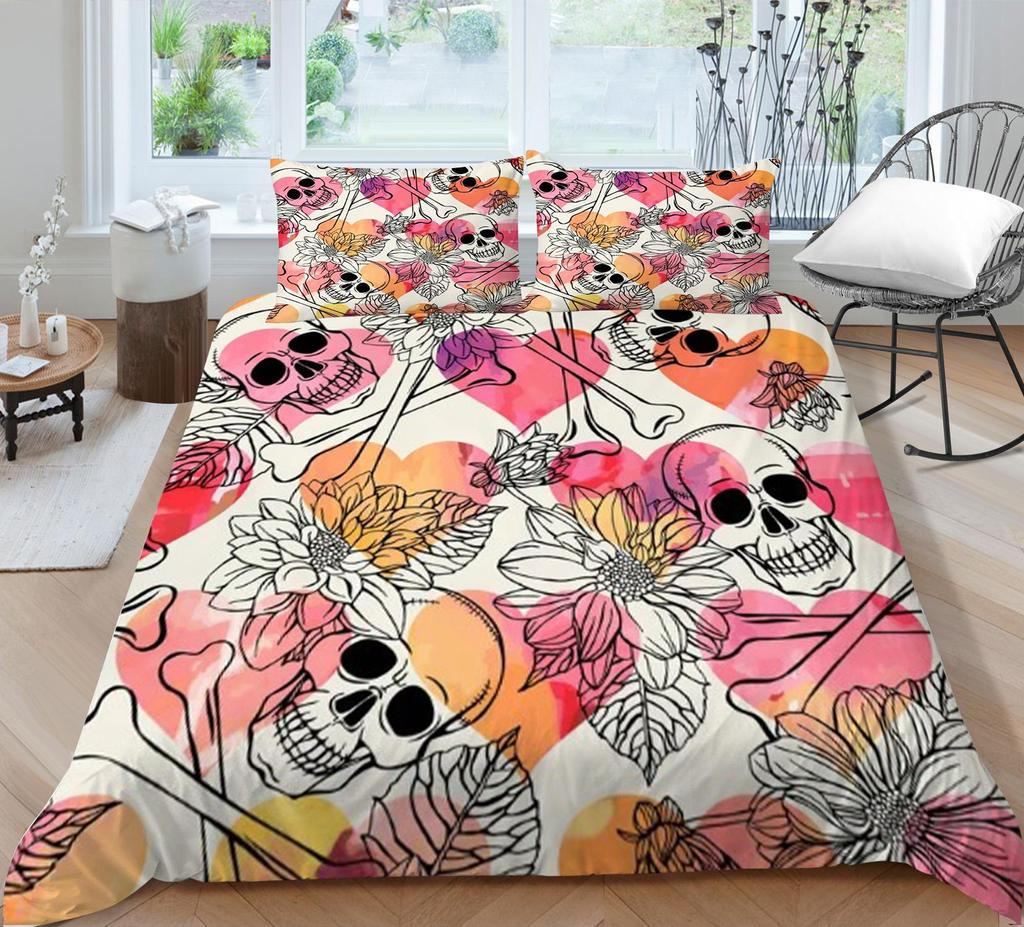 Quilt Cover 3D Printing Skull Home Bedclothes with Pillowcase King Double Size Soft Bed Set Luxury Duvet Cover