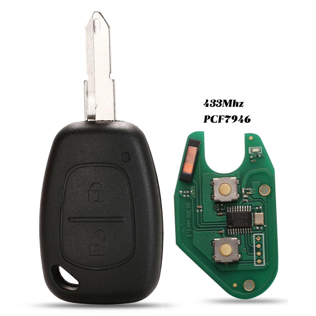 Renault 2-Tasten Schlüsselanhänger mit 433MHz ID46 PCF7946 Chip