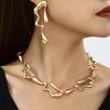 European and American Personalized Metal Geometric Collar Creative Simple Metal Necklace Bracelet Jewelry Set