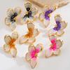 Vintage Colorful Enamel Drip Oil Flower Stud Flower for Women Elegant Metal Four Petal Floral Temperament Earrings Jewelry