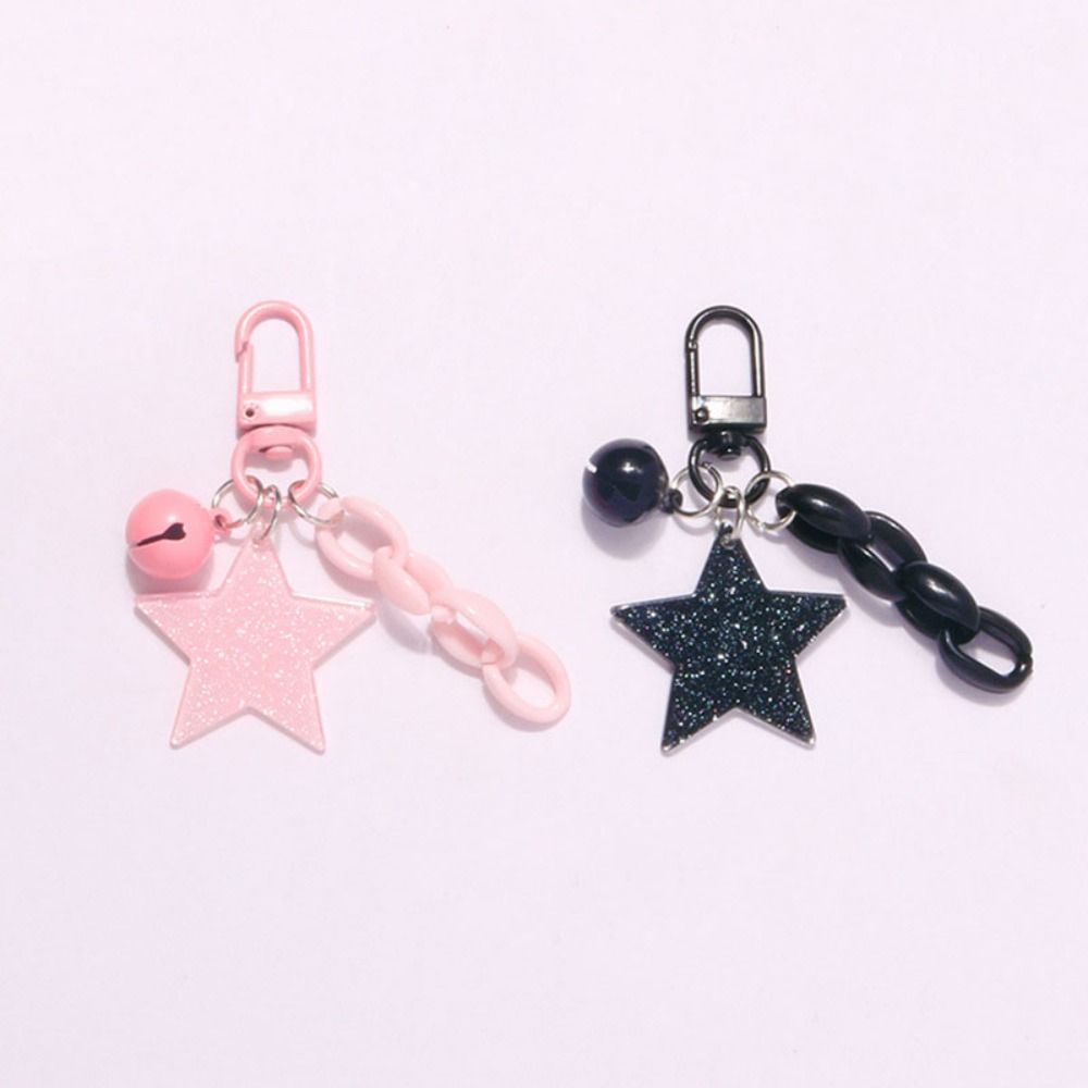 Ornament Glitter Stars Pendant Pink and Black Y2K Jewelry Keychain Cartoon  Keychain  Women Men