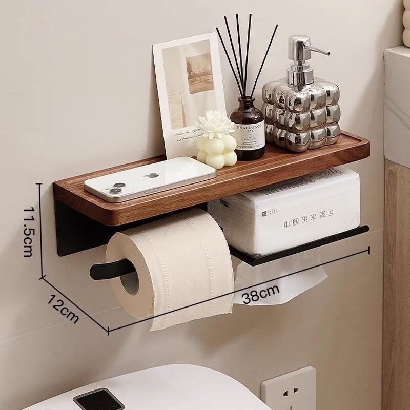 

Держатель для туалетной бумаги с крючком из черного ореха и алюминия