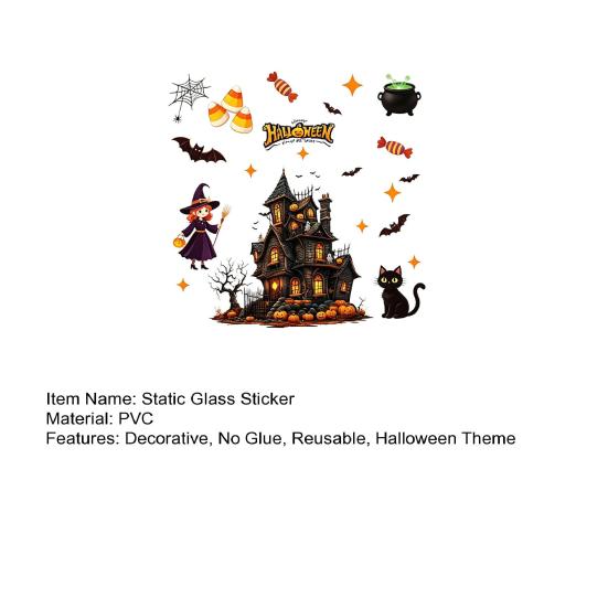 Static Glass Sticker, Halloween Window Clings, Reusable Electrostatic Decals, Haunted House Stickers for Glass Doors Windows, for Halloween Party