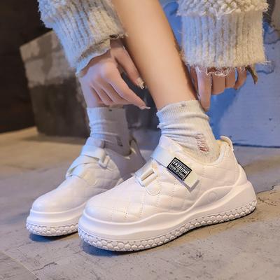 Platform White Shoes Women's Autumn and Winter 2025 New Velcro Versatile Thickened Warm Sports Casual Women's Shoes