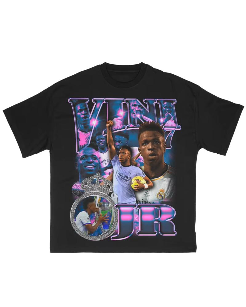 Summer Cotton T-shirt Men's Heavy Retro Tee Hip Hop Oversized Loose Short Sleeves T-shirt Vinicius Jr Print Y2k Short Sleeves