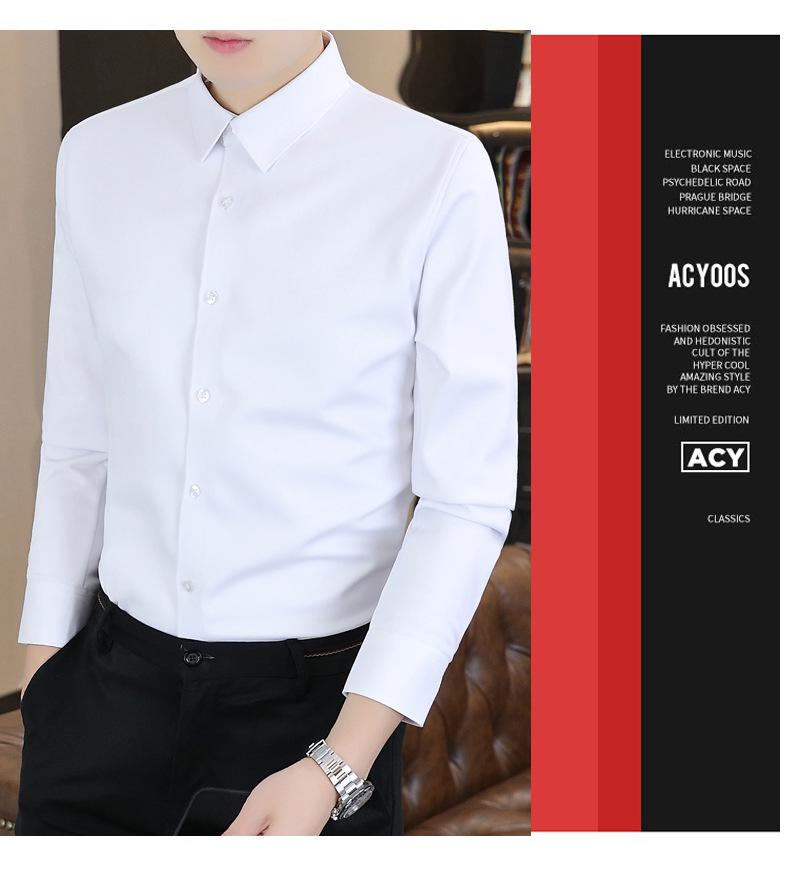 Men's Long Sleeve Thermal Fleece Shirt – Woodpecker Winter Business Casual, Stretch Solid Color, Thick and Lined.