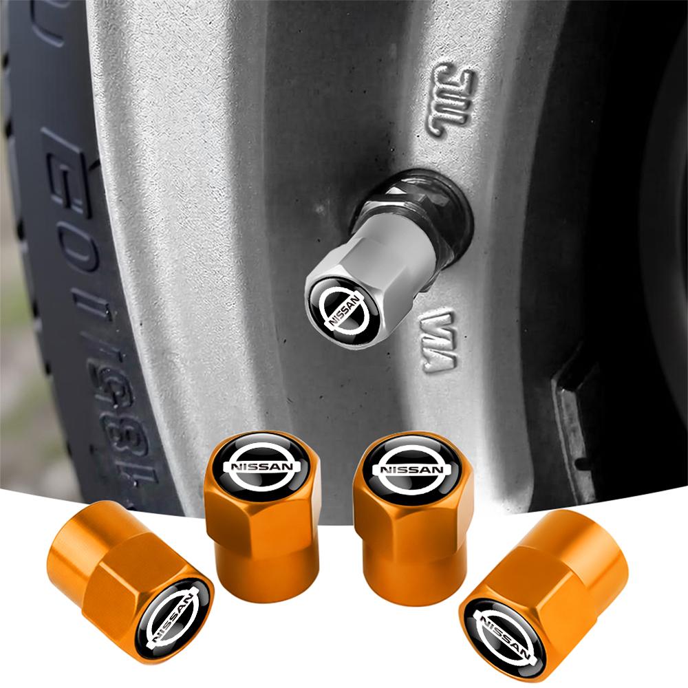 ATY1 4pcs Car Wheel Valve Cap Valve Cover With Logo Car Accessories For Nissan Nismo X-Trail Qashqai Rogue Note Leaf Sentra Juke J11