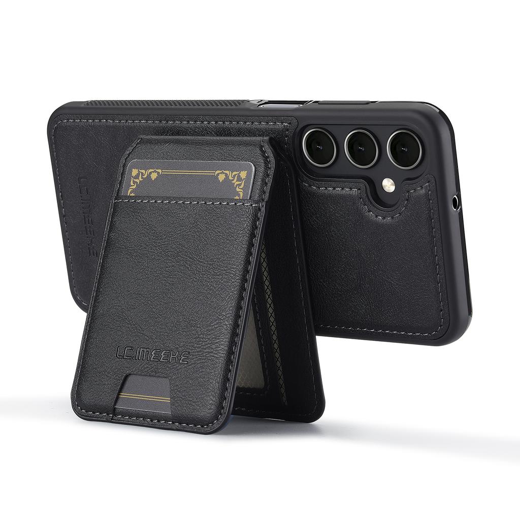 For Samsung Galaxy S24+ Magnetic Case Detachable Card Holder Leather+TPU Mobile Cover