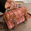 Korean ins small bag women 2025 new retro plaid portable pillow bag niche texture commuter messenger bag