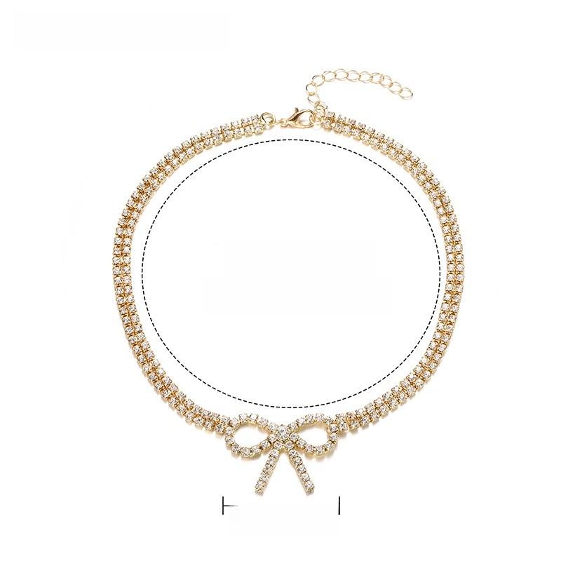 Alloy Butterfly Bow Necklace For Women With Multilayer Design And Elegant Pendant