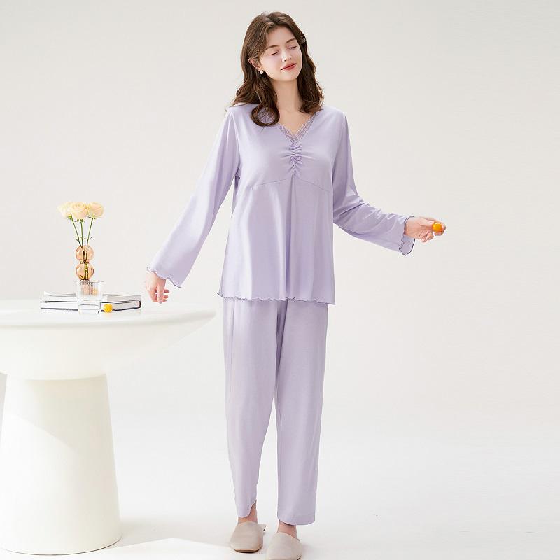 Fenteng Lace and Mushroom Edge Long Sleeve Pajama Set