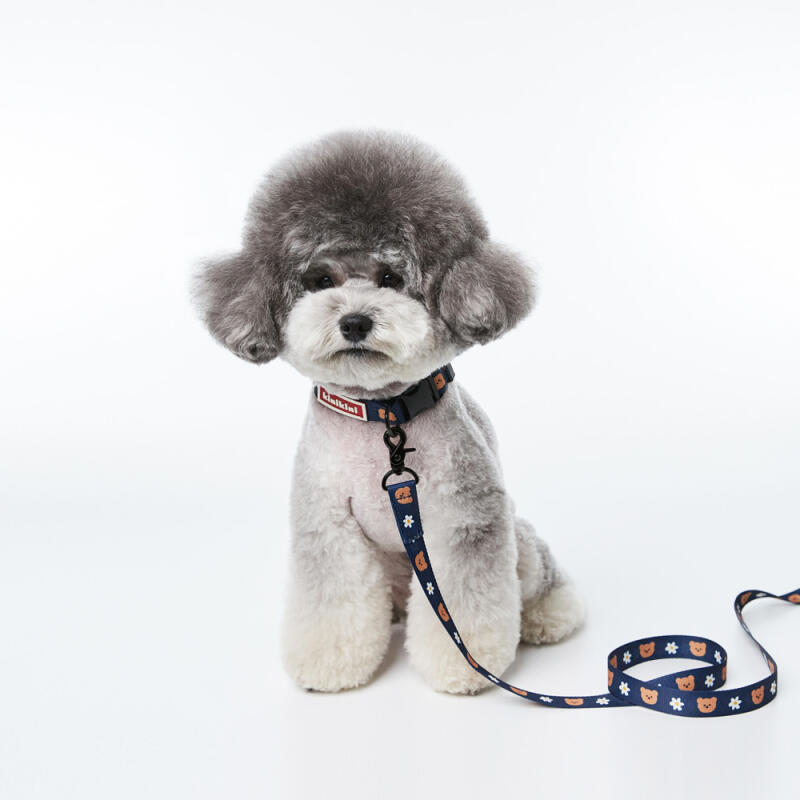[Earp EarpXKINIKINI]DOT FLOWER BEAR LEASH-NAVY(lead rope)