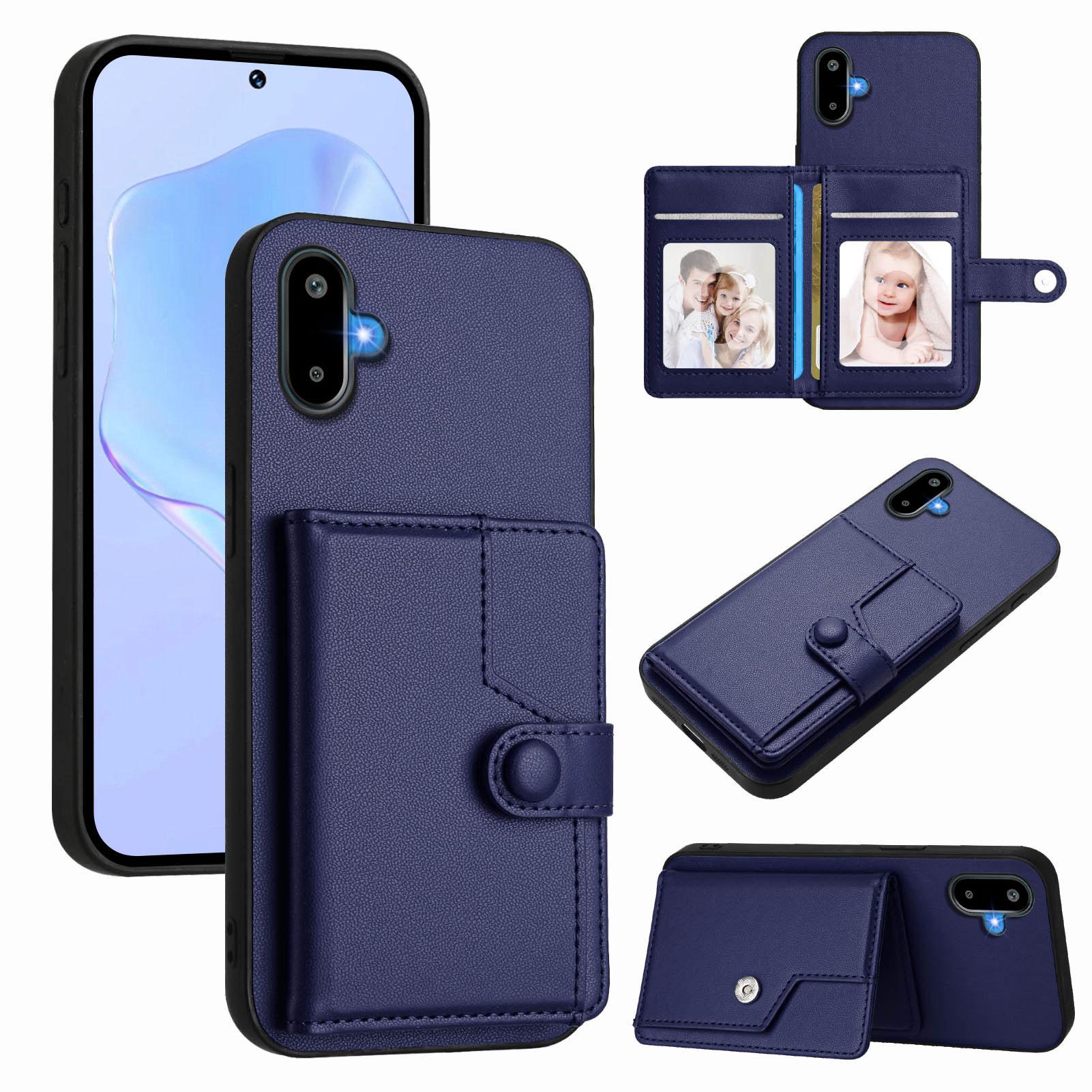 

For Samsung Galaxy M06 5G/Galaxy F06 5G Case RFID Blocking Card Holder Kickstand TPU+PU Leather Phone Back Cover Blue