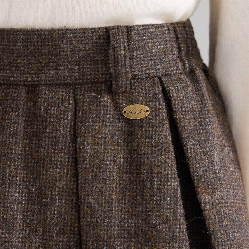 Mucmukn Girls' Wool-Blend Pleated Plaid Winter Skirt