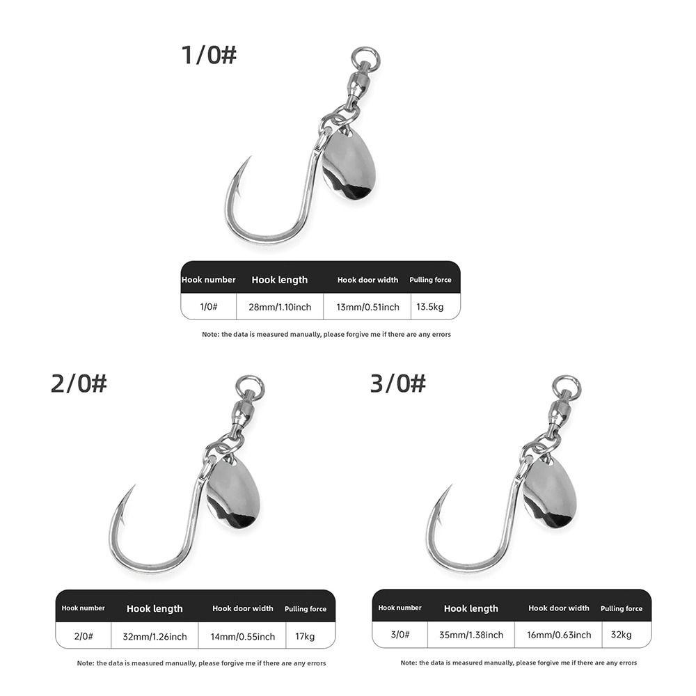 Spoon Spinner High Speed Metal Hooks Single Bearing Swivel Assist Hook Jigging Hooks 2X Strong 1/0 2/0 3/0 Circle Hooks