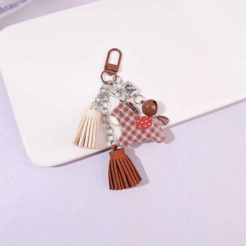 Kreskówkowy Breloczek do Kluczy z Frędzlami i Konikiem Kreatywny Uroczy Wisiorek z Konikiem Dekoracje do Zawieszenia na Plecaku Akcesoria na Rok Konia Prezenty
