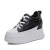 Fashion Women Sneakers Increased Platform Shoes 10CM Casual Footwear Leisure Genuine Leather White Shoes Women's Vulcanize Shoes Spring