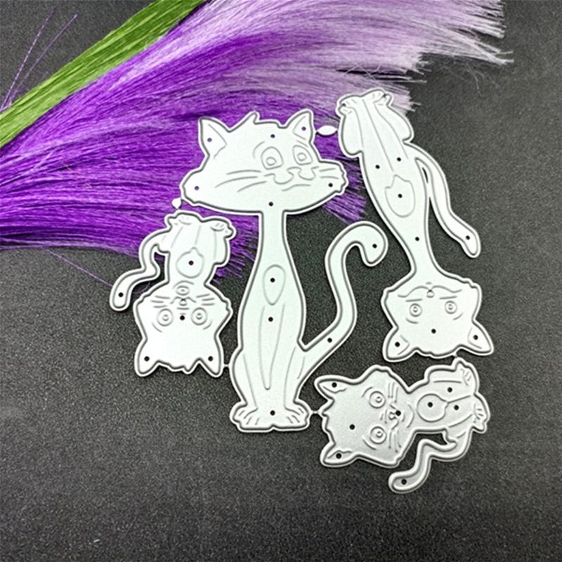 Cute Cats Metal Cutting Dies Handmade Crafts DIY Scrapbooking Embossing Supplies for Children Kids Girls