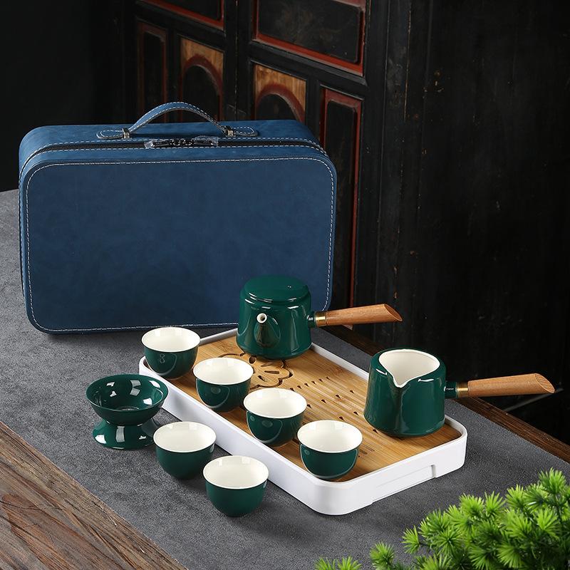 Travel Tea Set High-end Kung Fu Tea Set Business Gift Tea Set Ji Blue Glaze Ceramic Tea Set