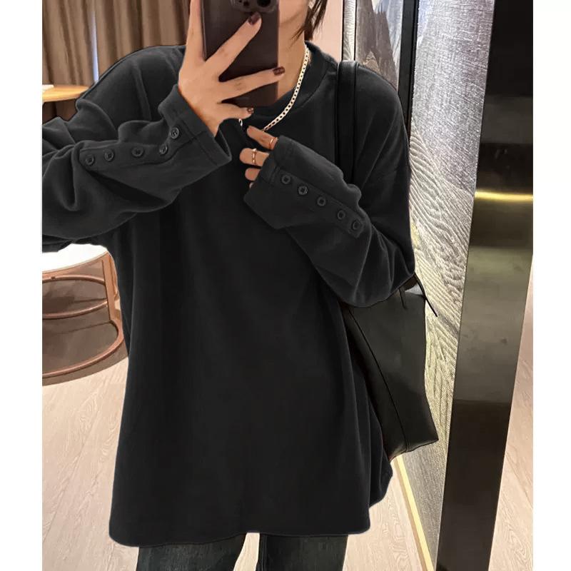 

Mid-Length Women s Brushed Velvet Tummy-Covering Long-Sleeve Base Layer Top for Autumn/Winter Small чорний