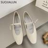 Fashion SUOJIALUN 2025 Summer New Women Flat Shoes Fashion Shallow Ladies Casual Soft Mary Jane Shoes Outdoor Dress Flat Ballet Shoes