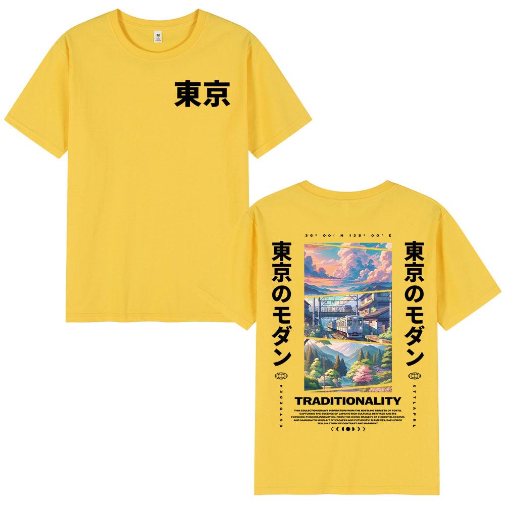 Japanese Tokyo Cherry Blossoms T Shirts Unisex Unisex Clothing Short Sleeve 100 Cotton T Shirt Fashion Harajuku Tshirt Streetwear