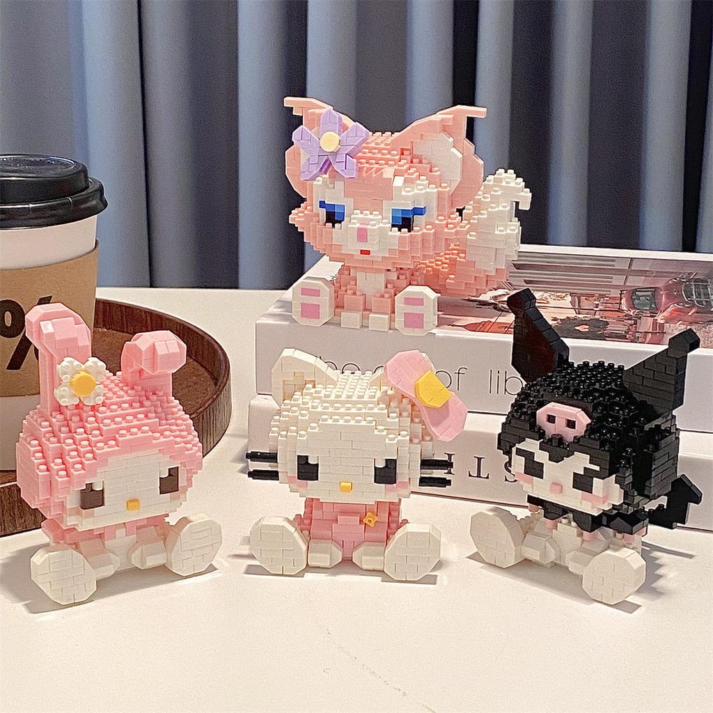 Sanrio Cartoon Character Micro Building Blocks Cinnamoroll Kuromi Mini Bricks Educational Assembly Toy For Kids Collectors Gift