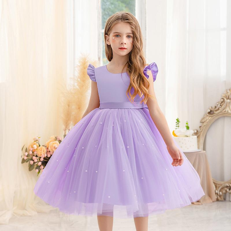 Girl Princess Dress Red Christmas Princess Dress Cute Girl Birthday Party Tutu Gown Newborn Backless Bow Beading Xmas Costume