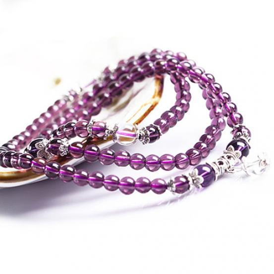 6mm Kristallstein buddhistischer Amethyst 108 Gebetsperlen Mala Armband Halskette