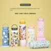 2025 New Model 1L Large Capacity Thermos Cup with Wide Mouth, Portable Handle, Sports Water Bottle, Outdoor Printed Water Cup for Women